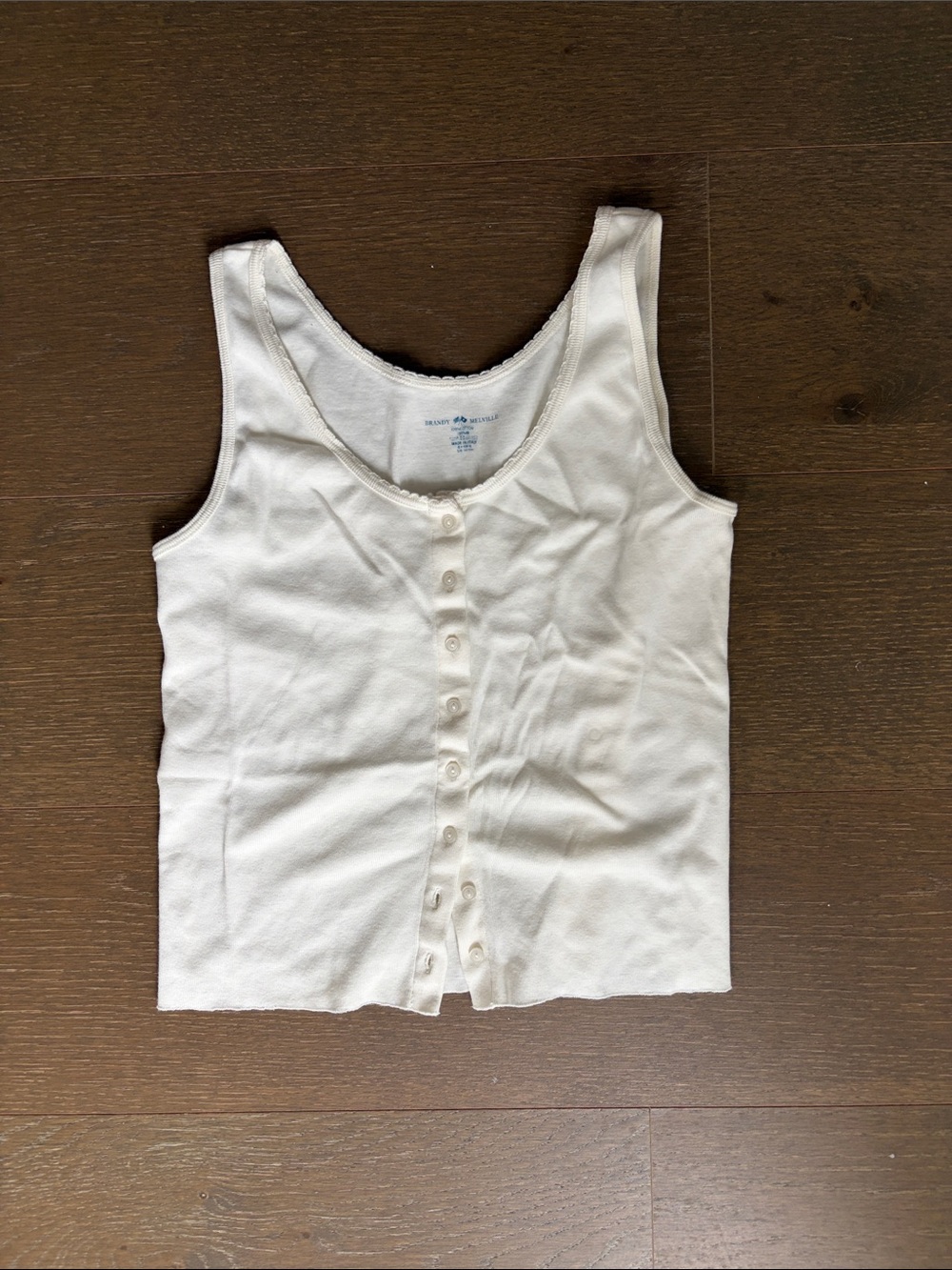 Brandy Melville White Button-Up Ribbed Tank
